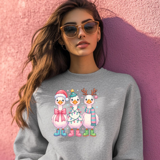 Cute Christmas Geese Sweatshirt.
