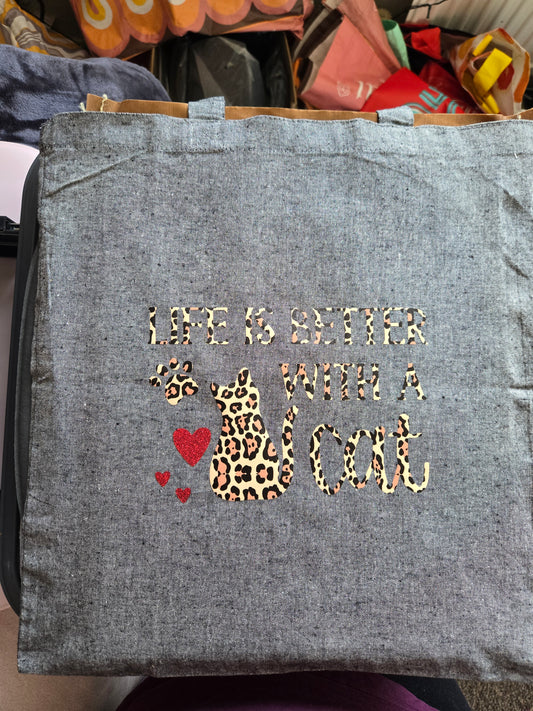 Cat/Dog Animal Print Light Weight Cotton Tote Bag