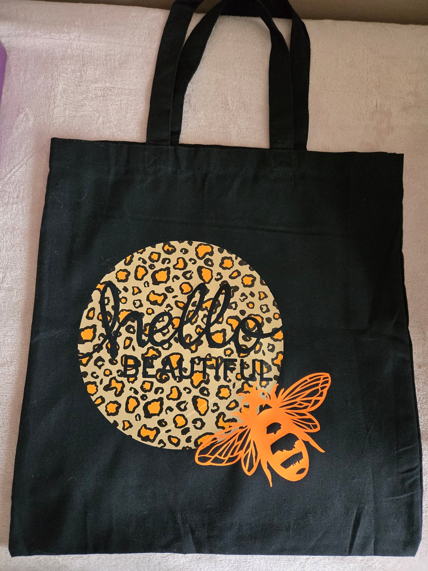 Hello Beautiful Animal Print with Bee Tote Bag
