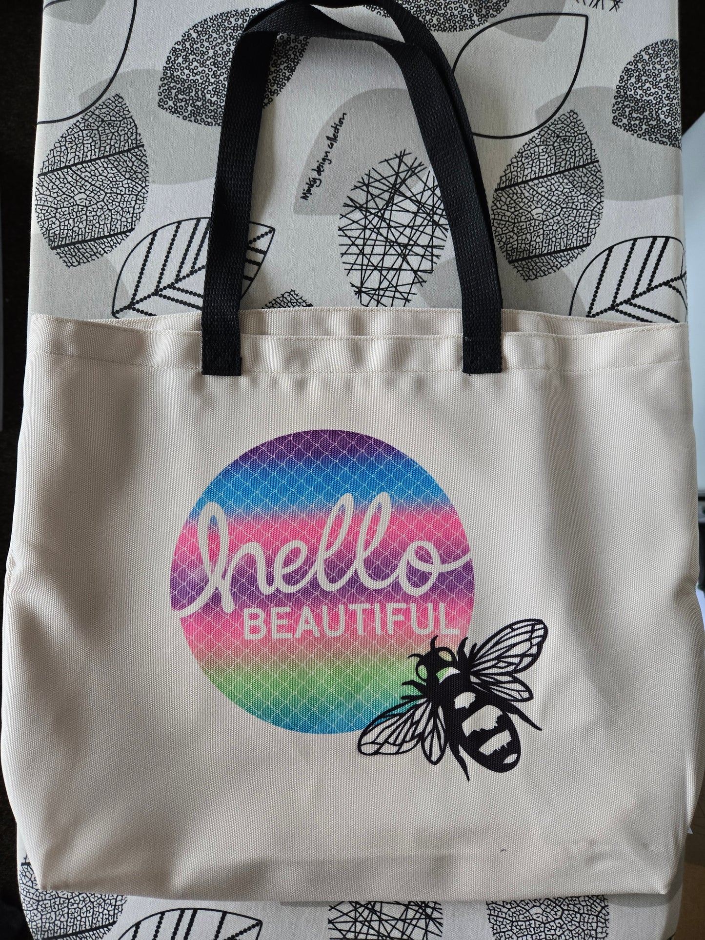 Mermaid Scaled Patterned Hello Beautiful With A Bee Tote Bag
