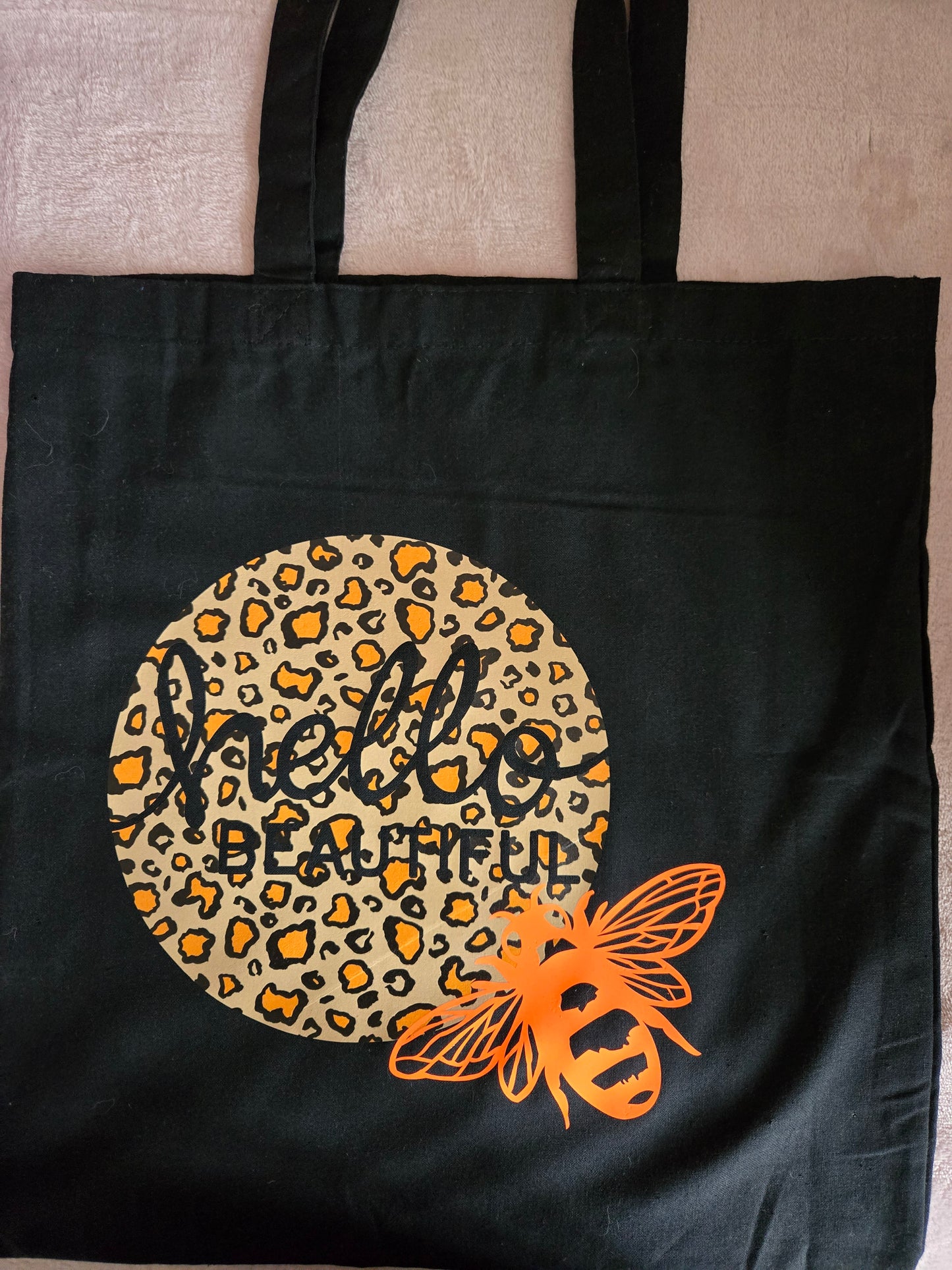 Hello Beautiful Animal Print with Bee Tote Bag