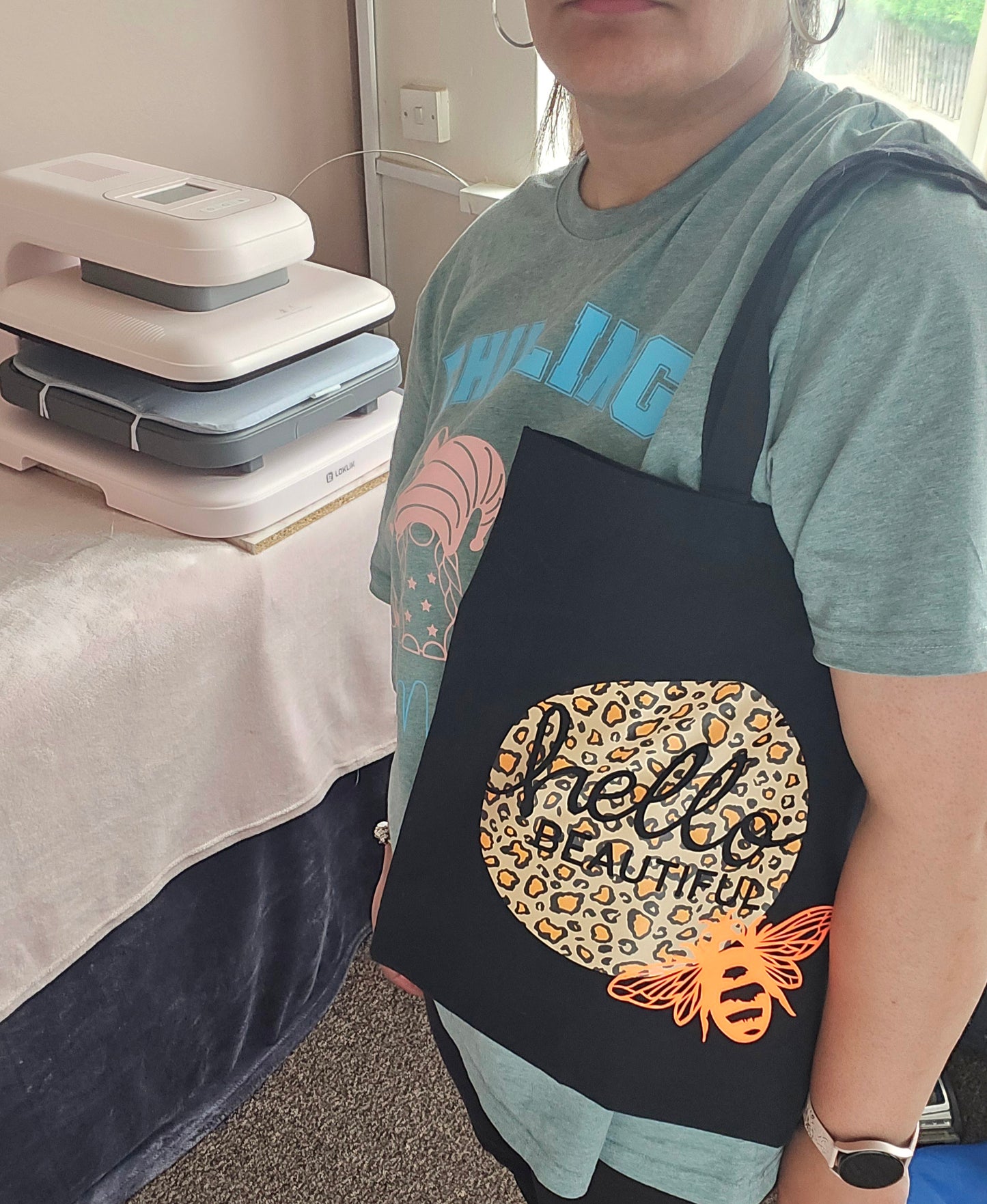 Hello Beautiful Animal Print with Bee Tote Bag