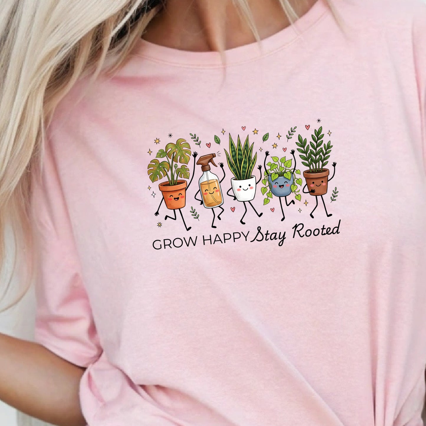 Grow Happy, Stay Rooted-Funny- T-Shirt