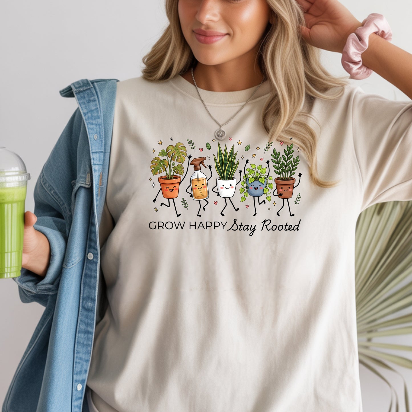 Grow Happy, Stay Rooted-Funny- T-Shirt