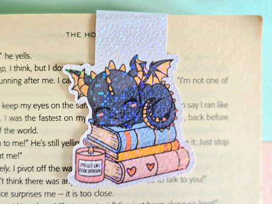 Sleepy Book Dragon Magnetic Bookmark