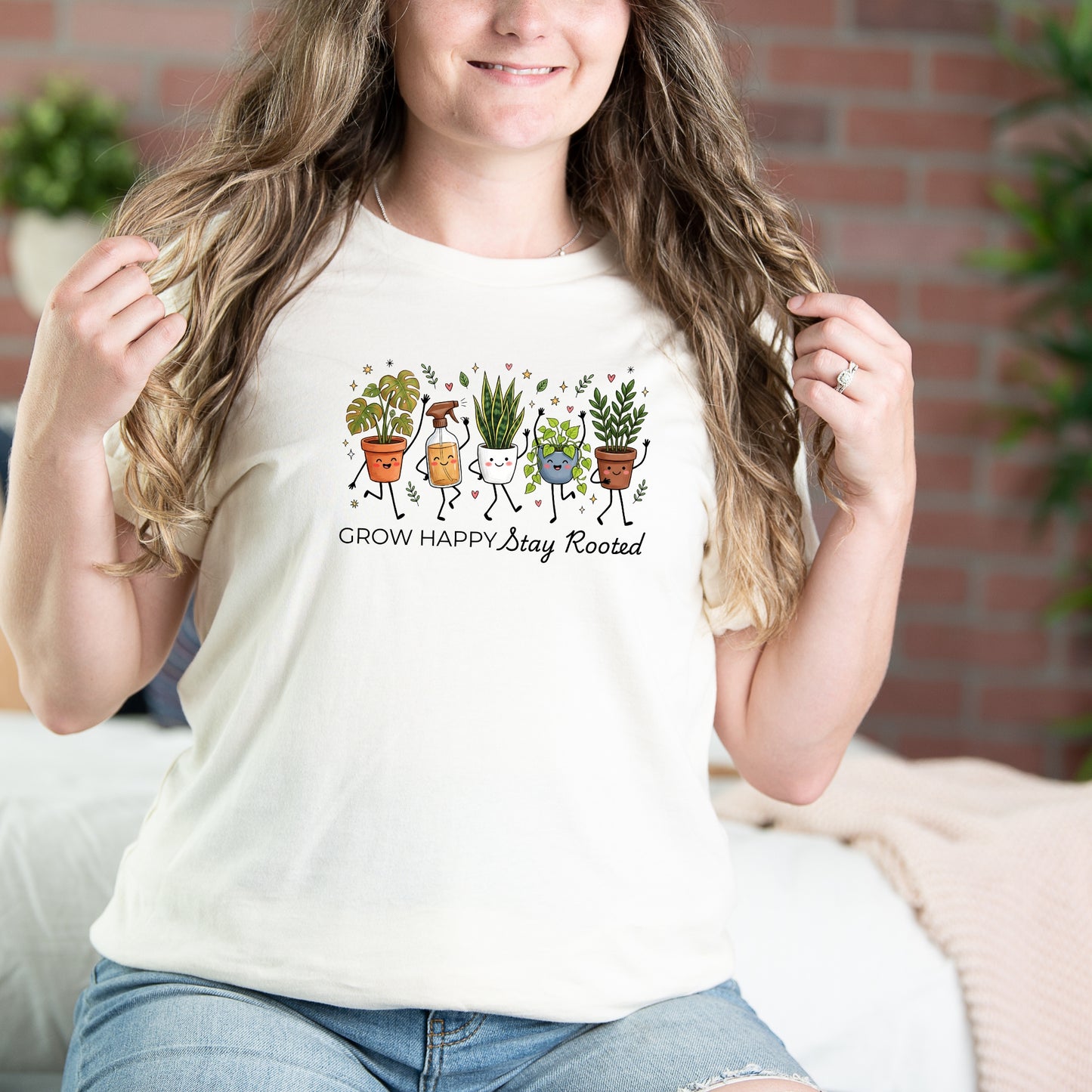 Grow Happy, Stay Rooted-Funny- T-Shirt