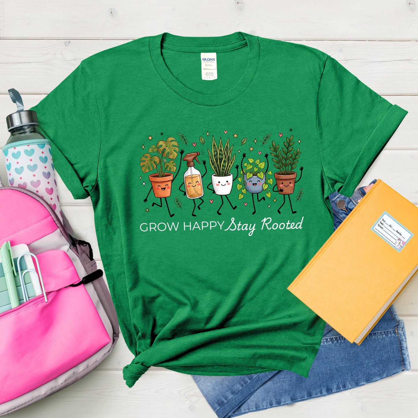 Grow Happy, Stay Rooted-Funny- T-Shirt