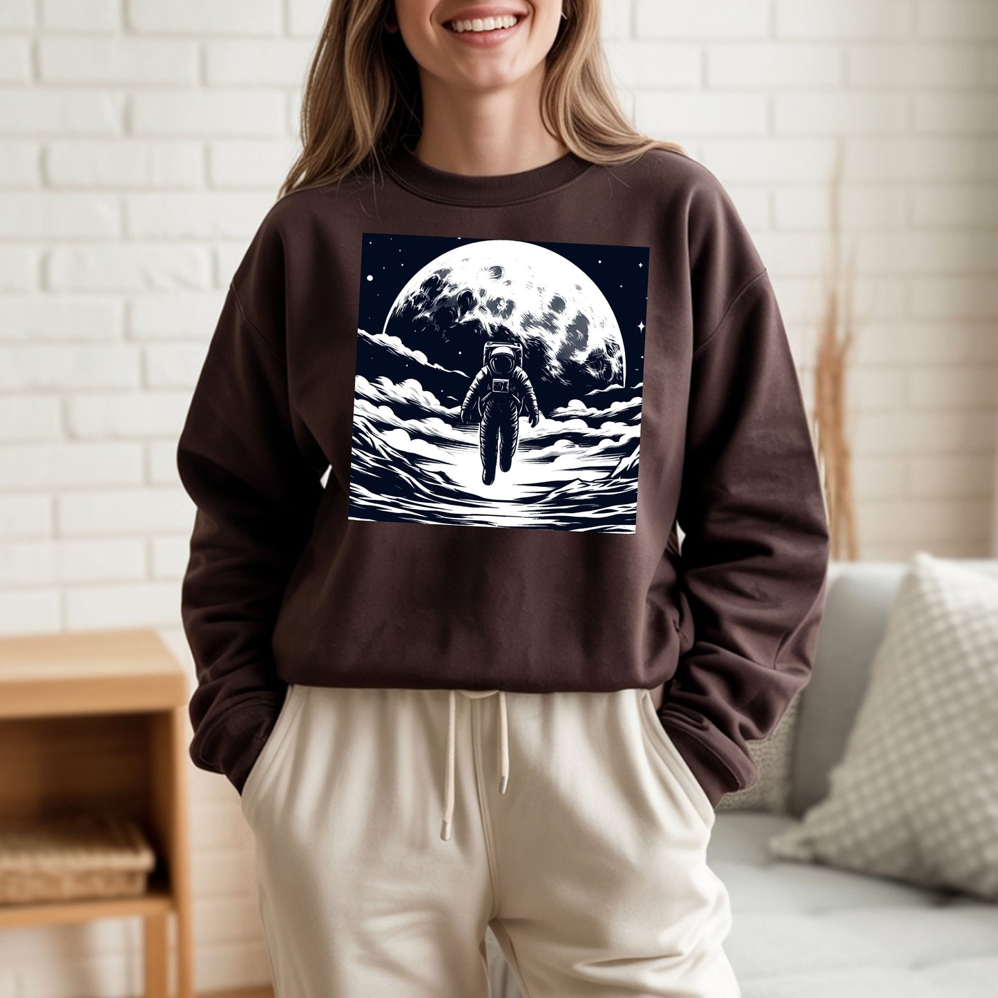 Astronaut Walking On The Moon Unisex Sweatshirt.
