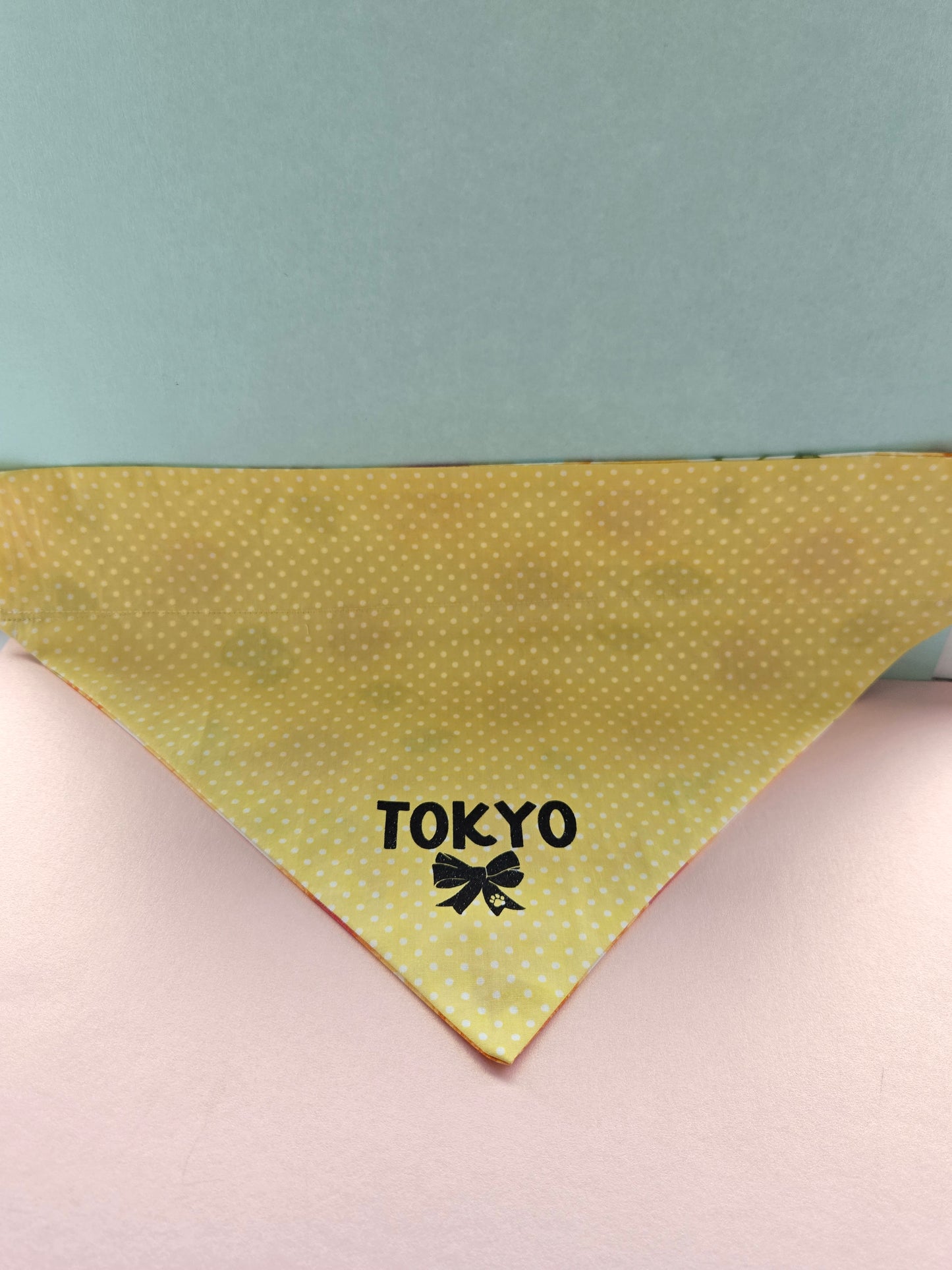 Sunflowers And Stripes/Polka Dots Reversible Patterned Over The Collar Pet Bandana