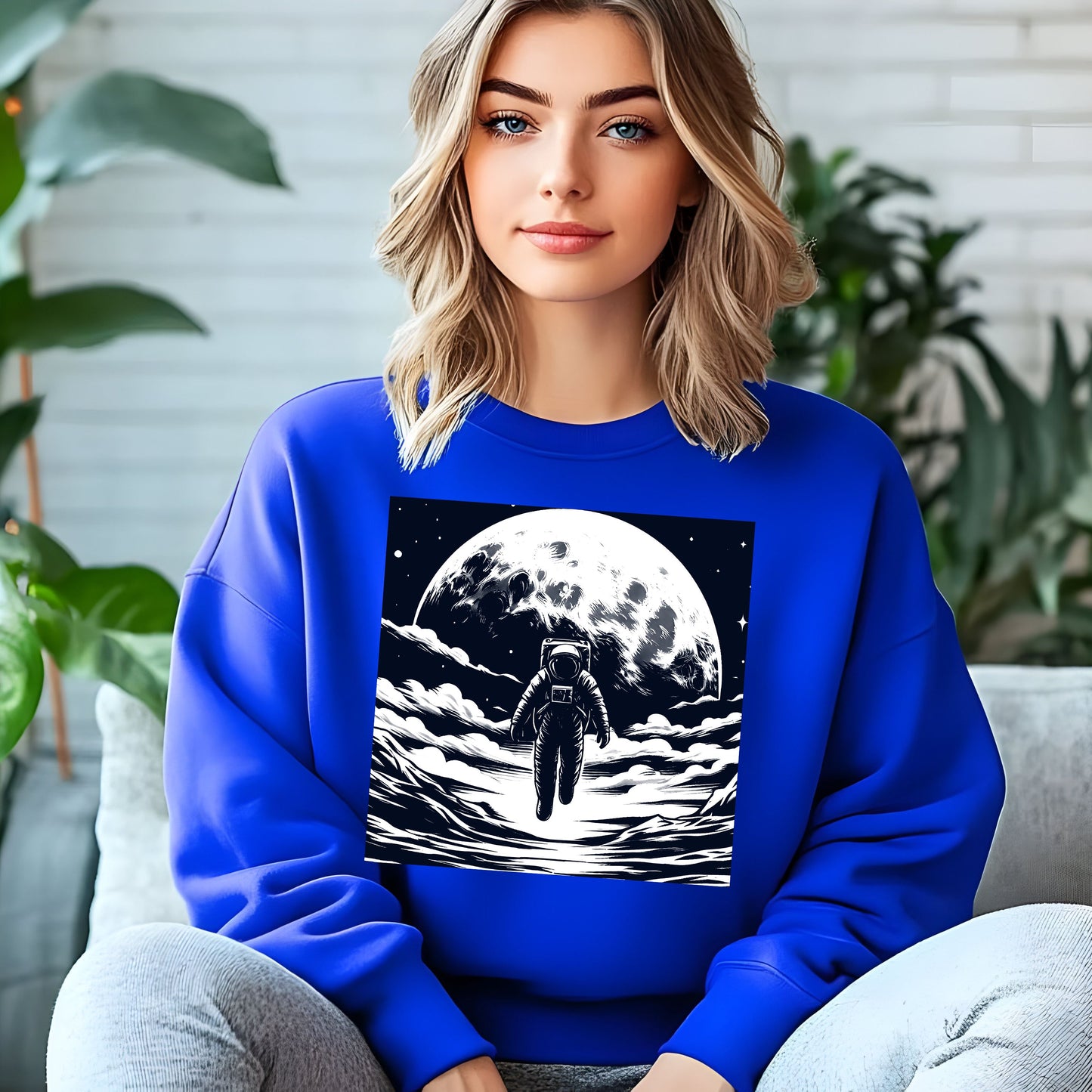 Astronaut Walking On The Moon Unisex Sweatshirt.