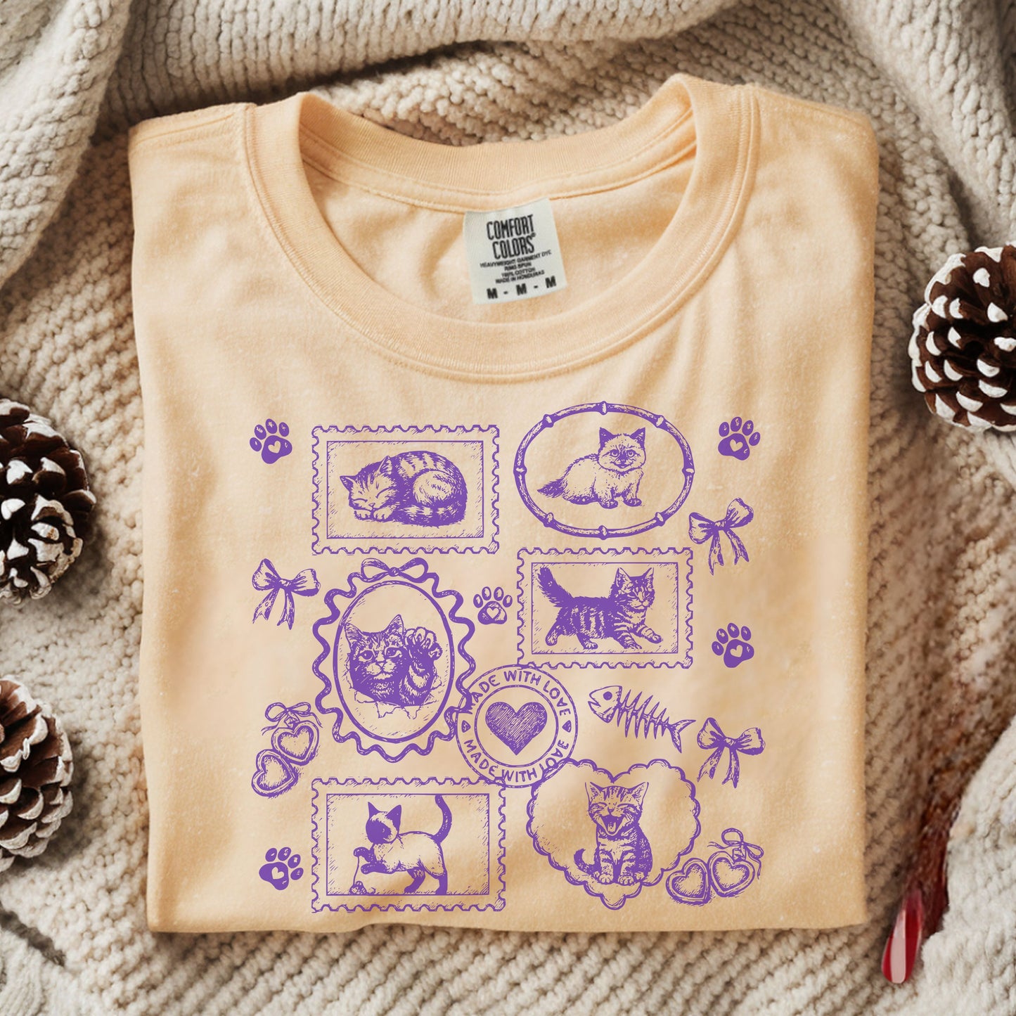 Cats Vintage Style Gallery Yellow Unisex T-Shirt-Set 1.