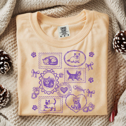Cats Vintage Style Gallery Yellow Unisex T-Shirt-Set 1.