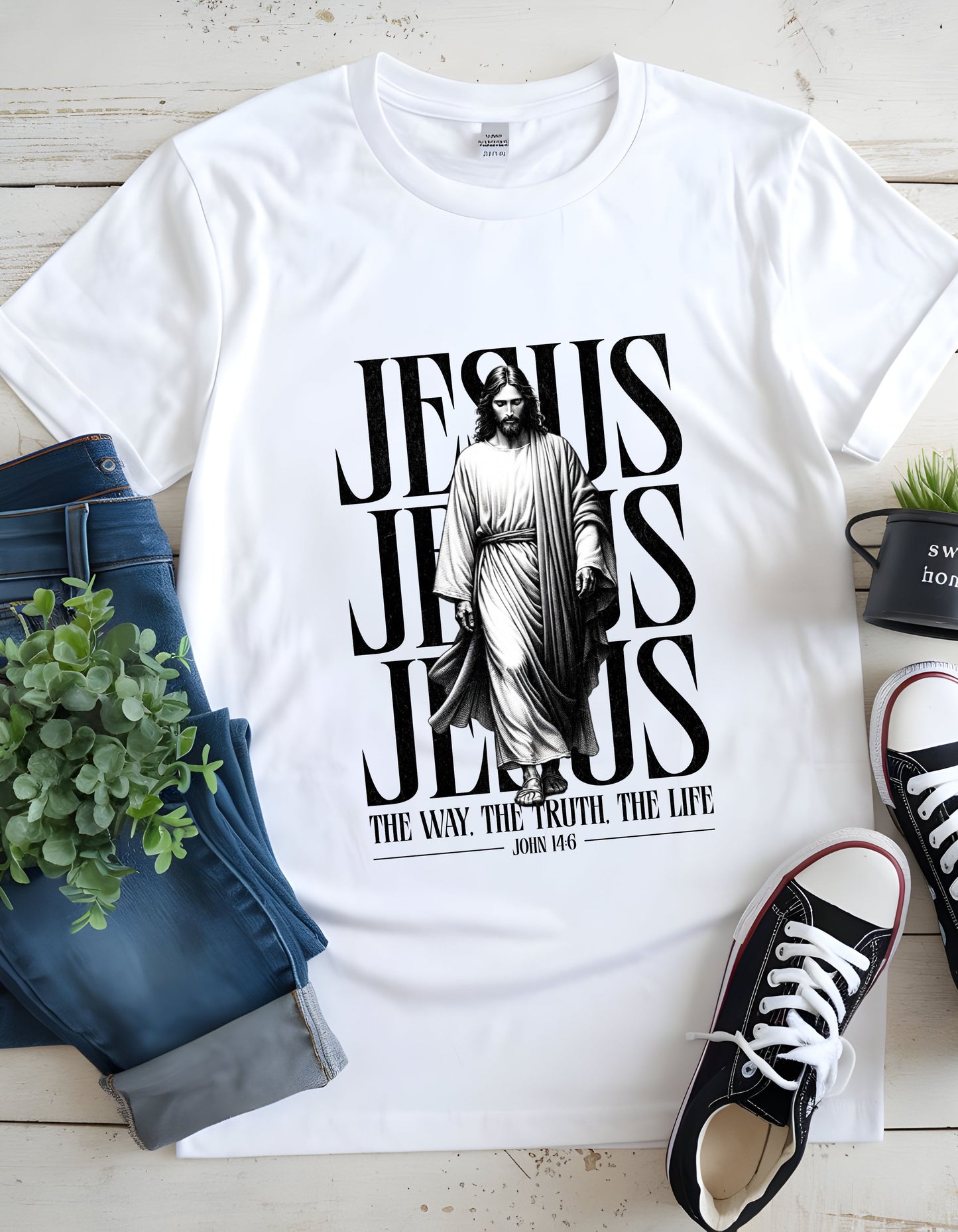 Jesus-John 14:6 Scripture White Garment