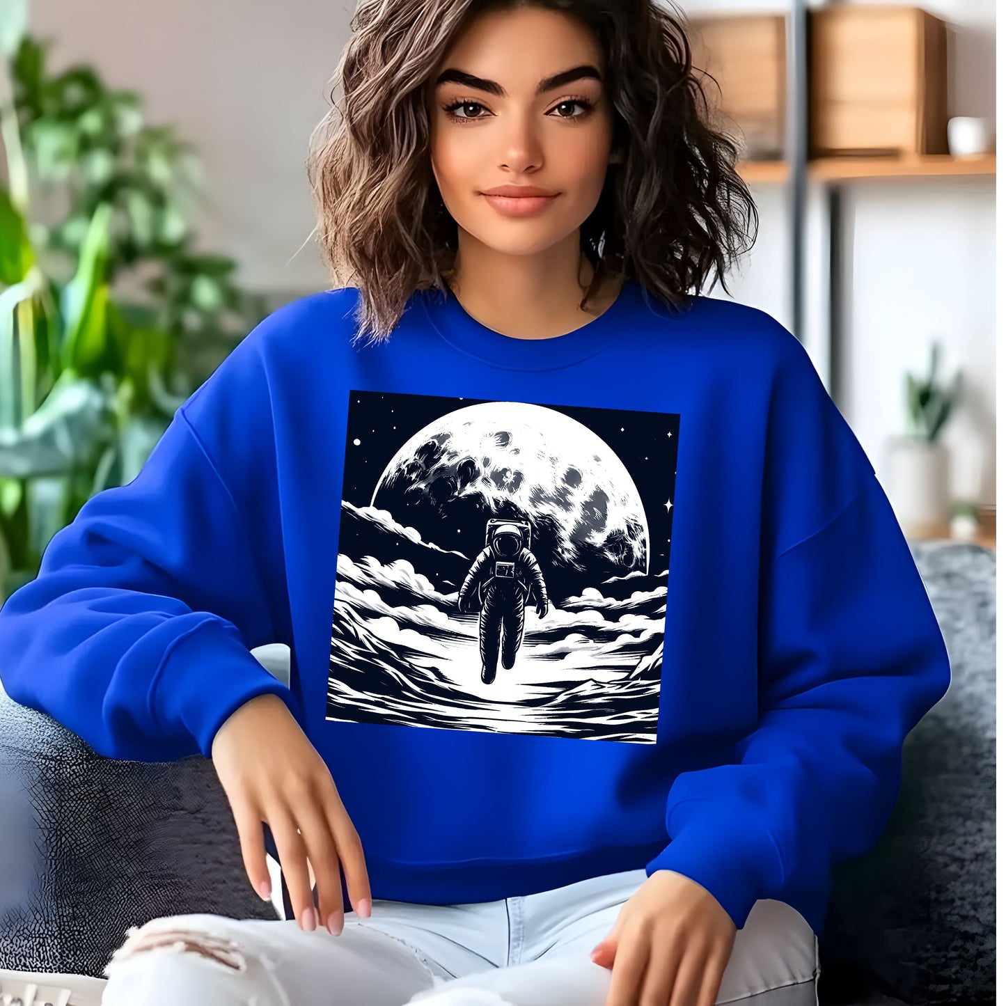 Astronaut Walking On The Moon Unisex Sweatshirt.