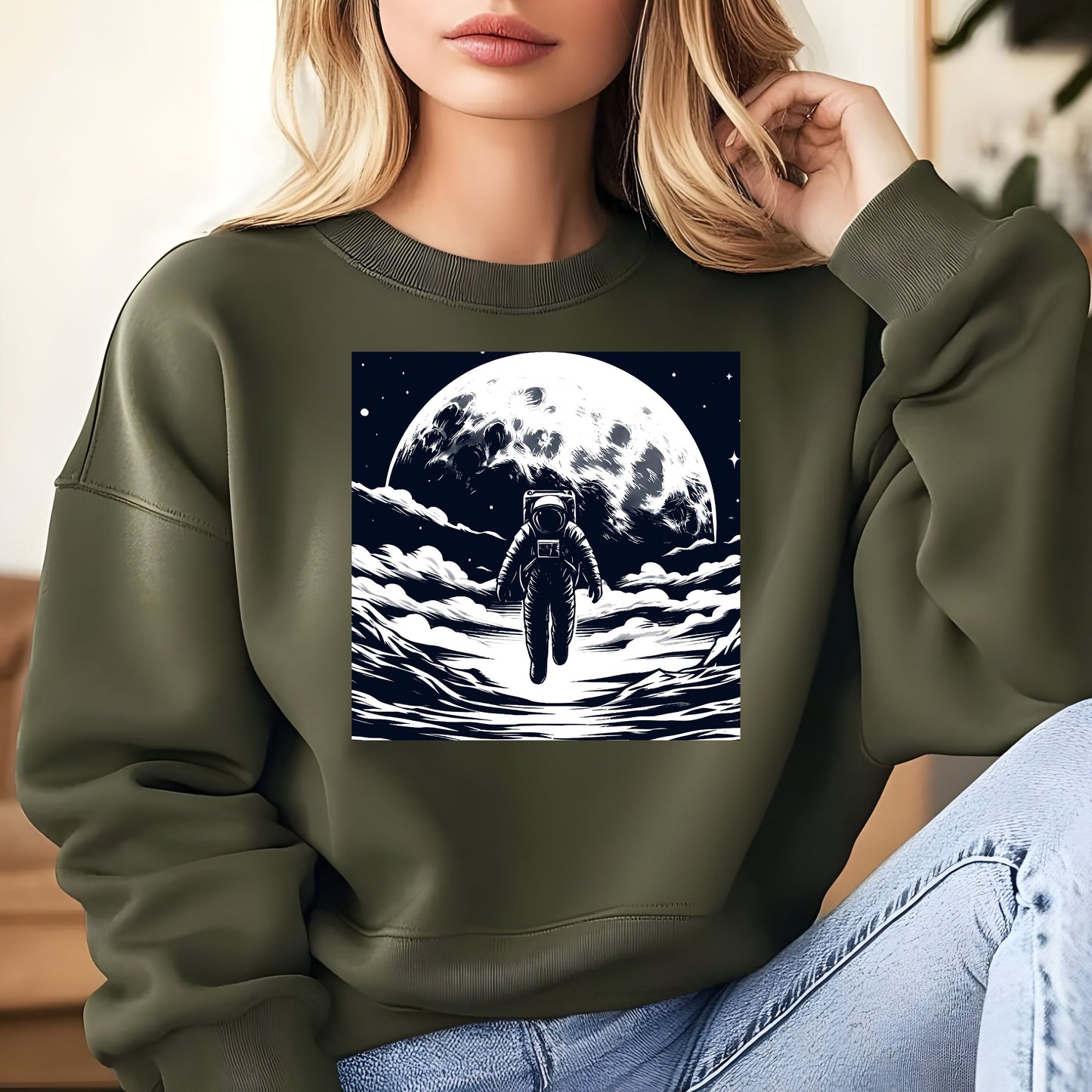 Astronaut Walking On The Moon Unisex Sweatshirt.