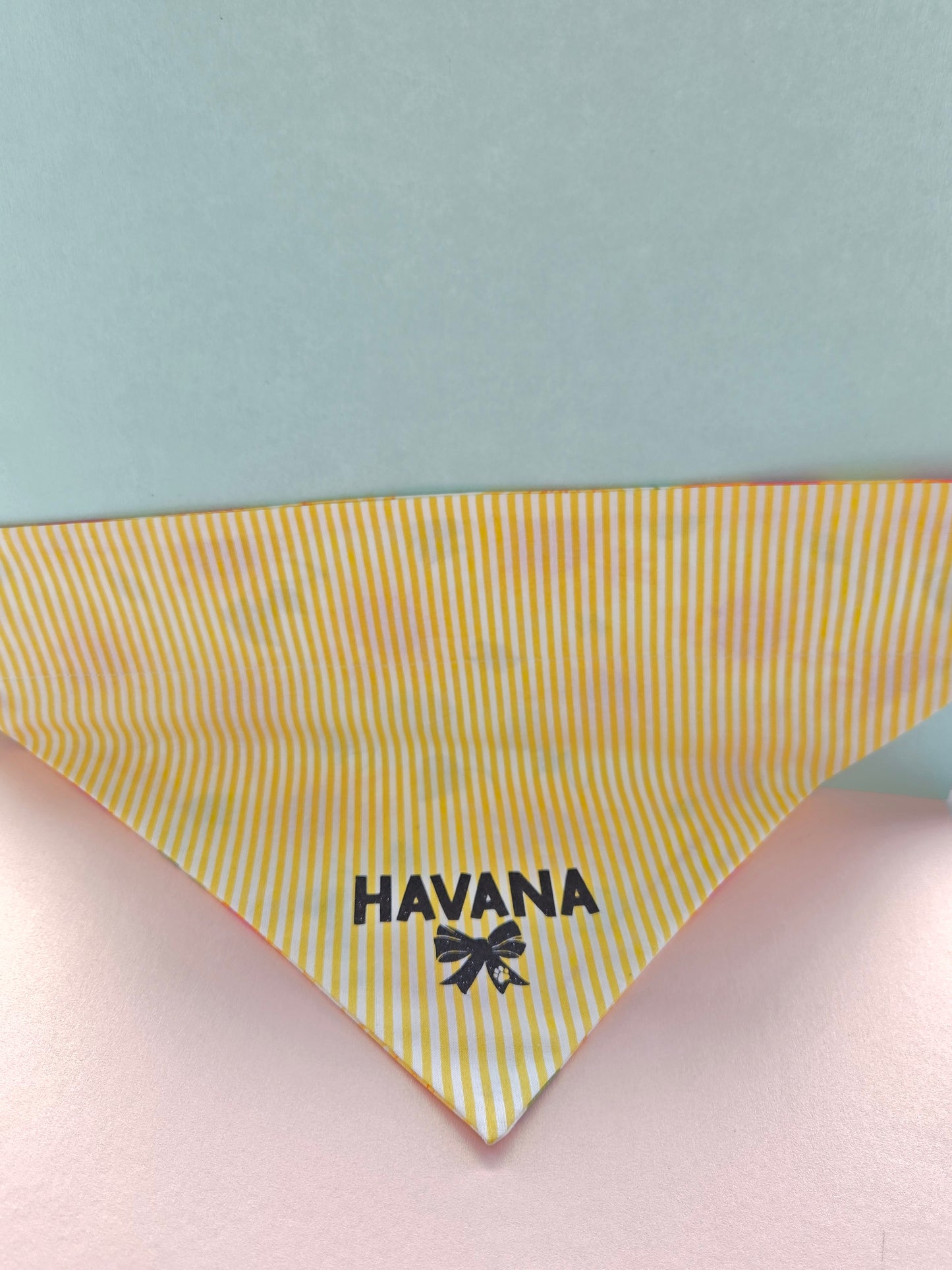 Sunflowers And Stripes/Polka Dots Reversible Patterned Over The Collar Pet Bandana