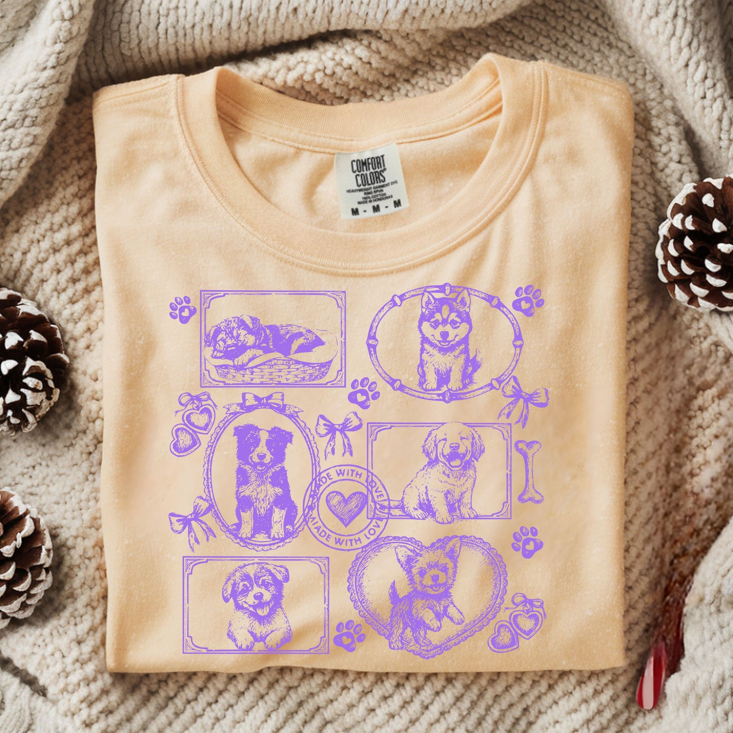 Dogs Vintage Style Gallery Yellow Unisex T-Shirt-Set 1.