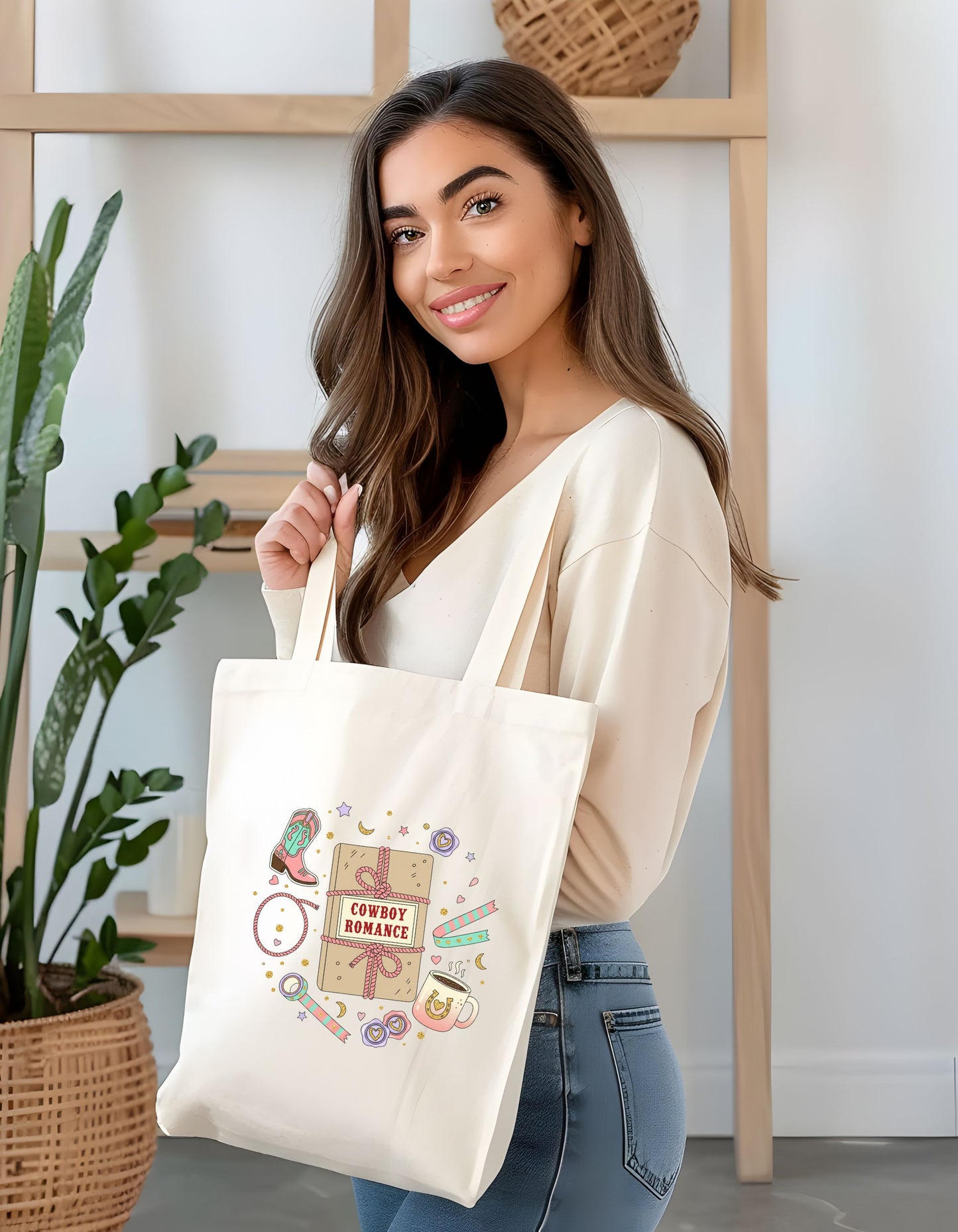 Western Cowboy Romance Book Lovers Tote Bag