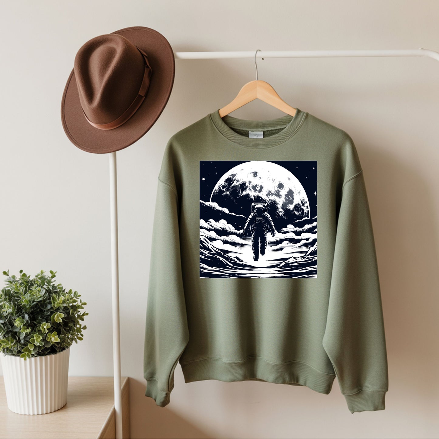 Astronaut Walking On The Moon Unisex Sweatshirt.