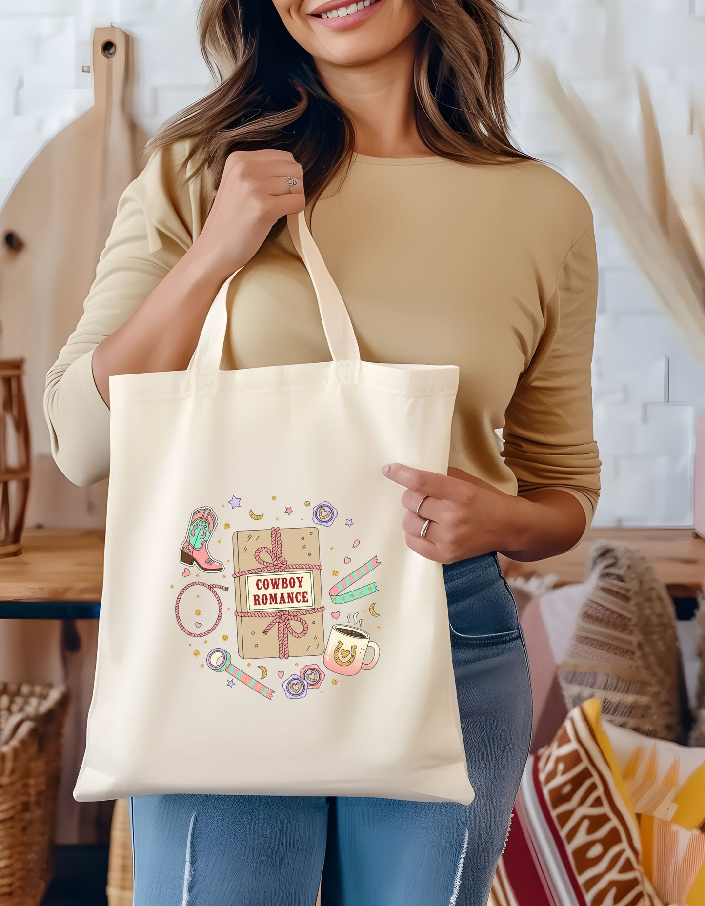 Western Cowboy Romance Book Lovers Tote Bag