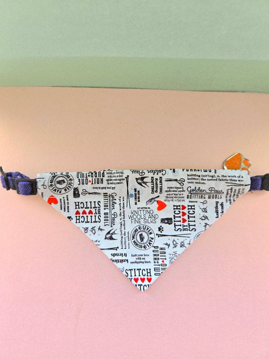Newspaper Clipping Patterned Over The Collar Pet Bandana