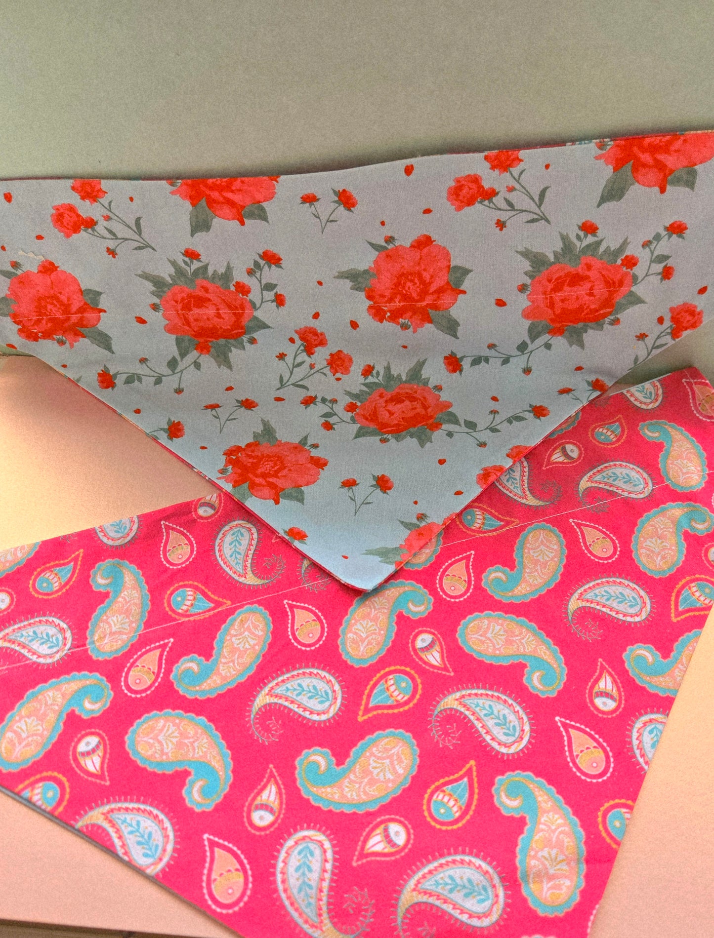 Roses And Paiseley Reversible Over The Collar Pet Bandana