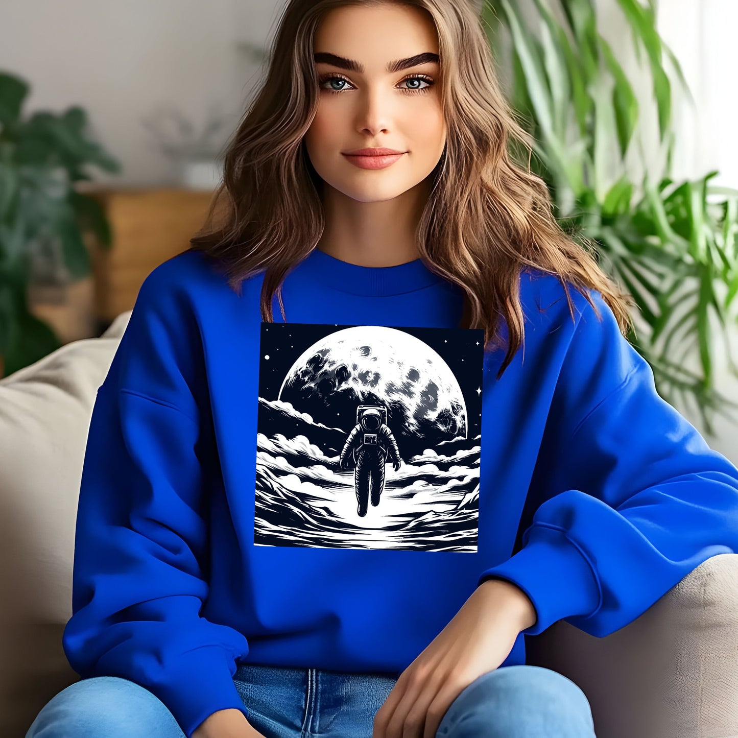 Astronaut Walking On The Moon Unisex Sweatshirt.
