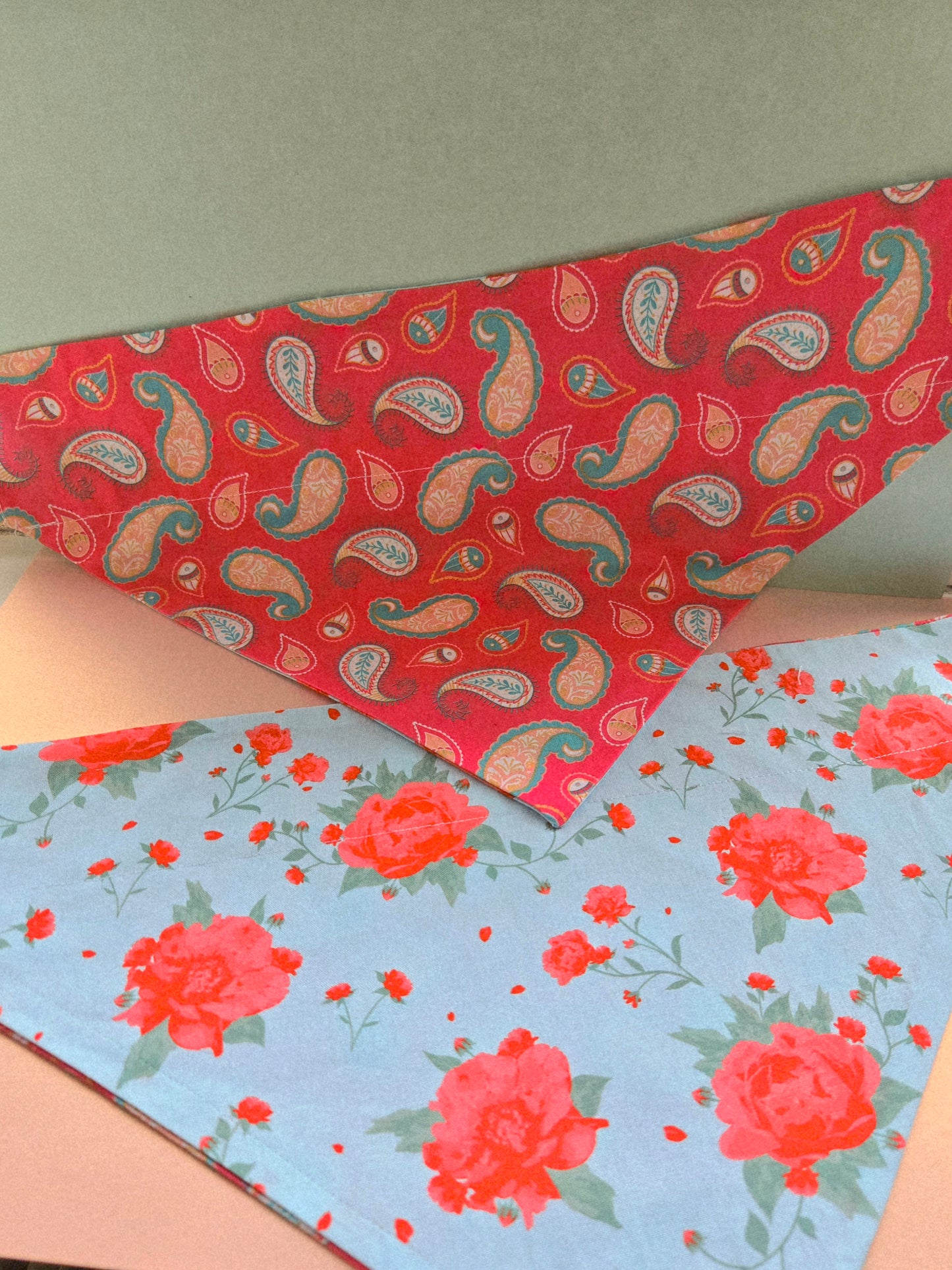 Roses And Paiseley Reversible Over The Collar Pet Bandana