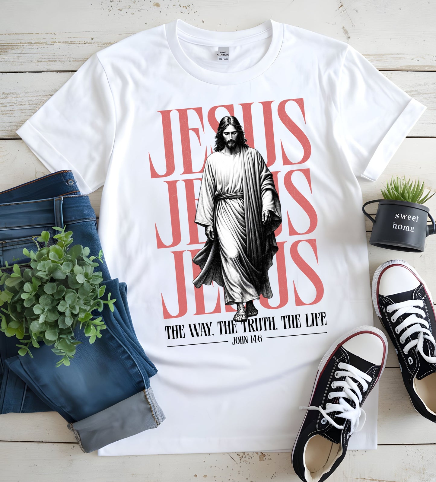 Jesus-John 14:6 Scripture White Garment