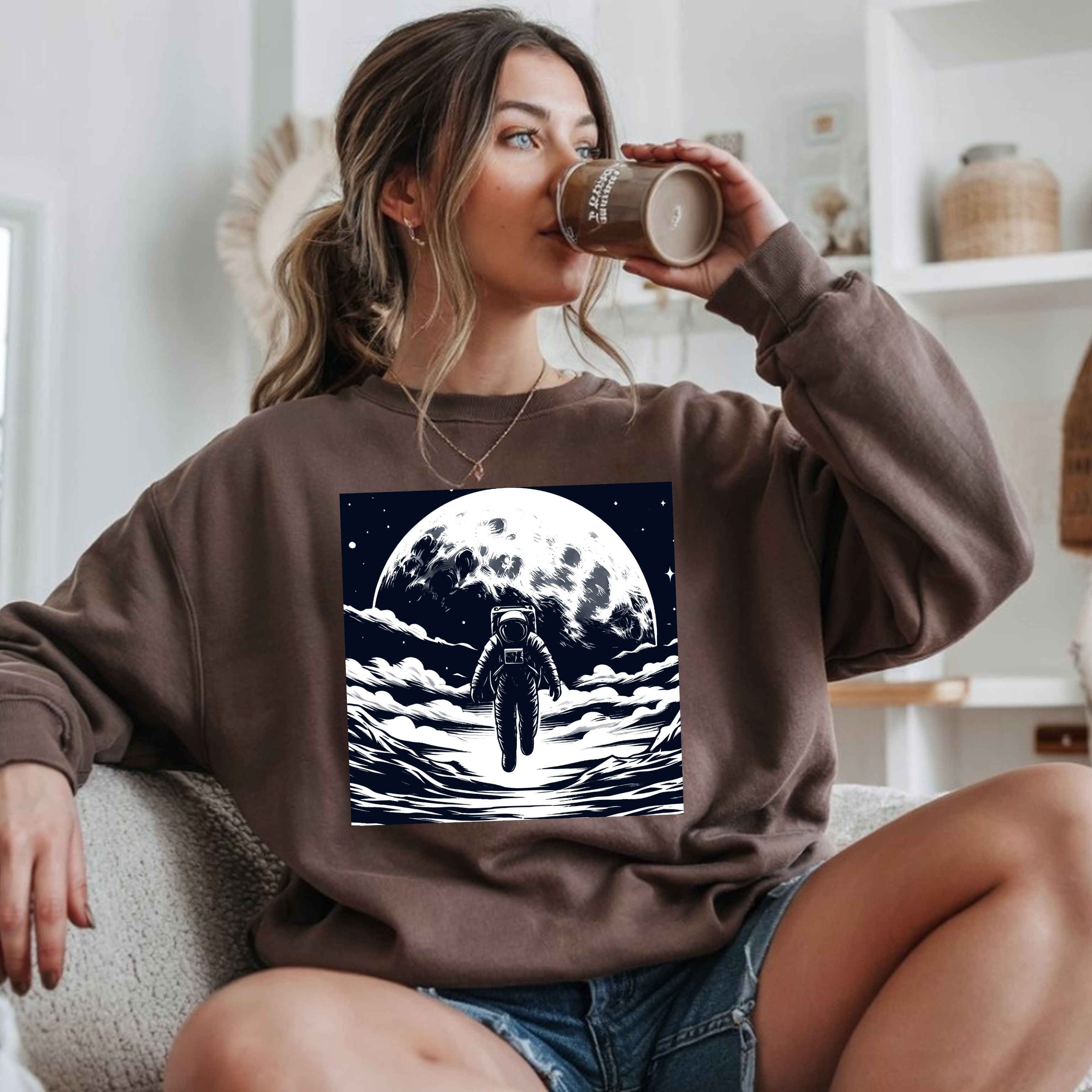 Astronaut Walking On The Moon Unisex Sweatshirt. – Mylo's Little Shop
