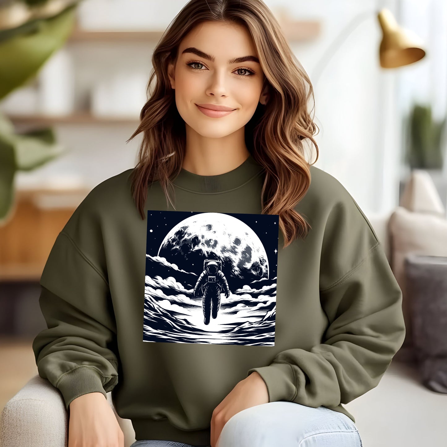 Astronaut Walking On The Moon Unisex Sweatshirt.
