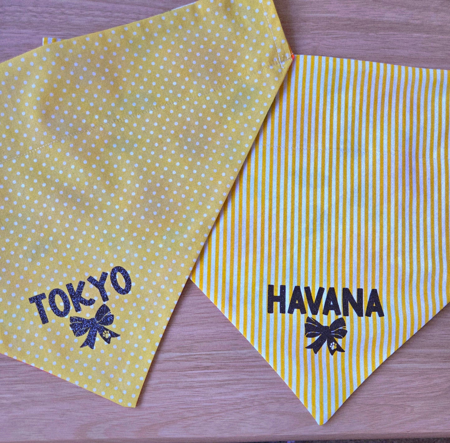 Sunflowers And Stripes/Polka Dots Reversible Patterned Over The Collar Pet Bandana